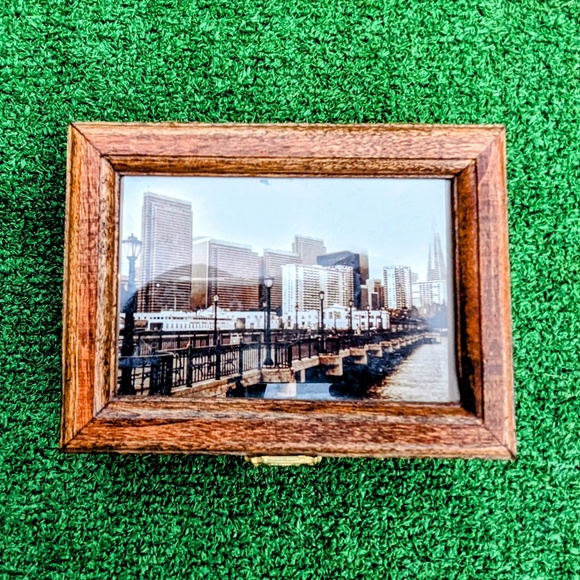 Wooden Trinket Jewelry Storage Box Picture Frame-Top San Francisco Lid+Coasters - Picture 3 of 7